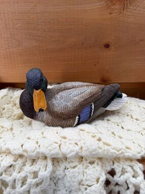 Hand-Painted Mallard Duck — Brown, Green & Blue
